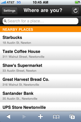 Gowalla doesn't have search yet, so this is an advantage